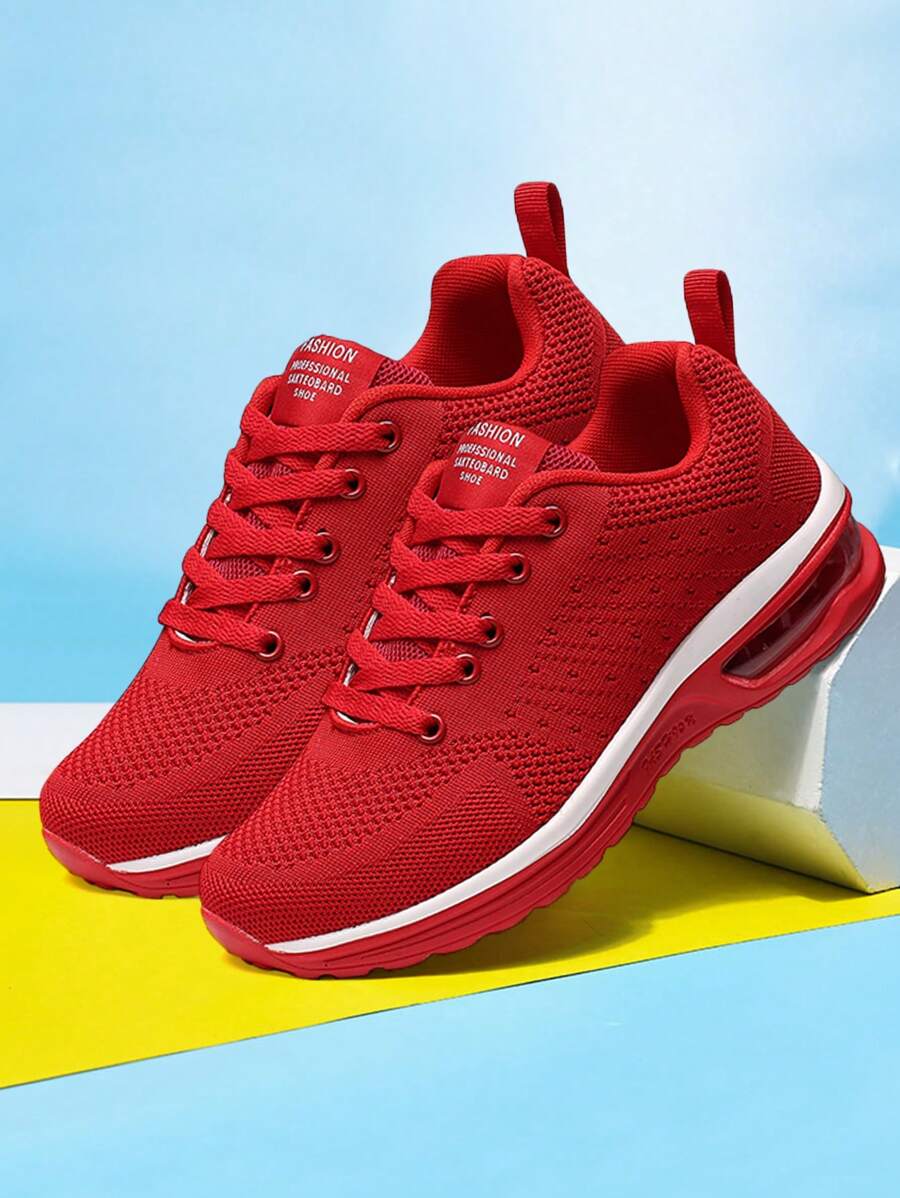 Men's Fashion Breathable Sports Fly Knitting Casual Shoes - Đỏ - Xem 1