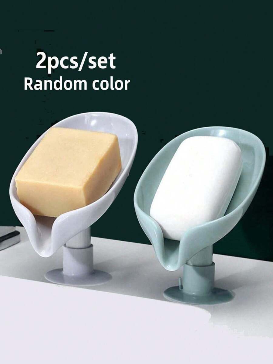 2入組具吸盤家用肥皂盤,創意排水肥皂盒,無需鑽孔,適用於學生宿舍和浴室,隨機顏色