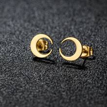 1 Pair New Stainless Steel Geometric  Stud Earrings For Women Everyday Tiny Moon Star Earrings Birthday Gift Jewelry
