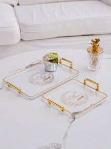 1pc Ramadan Pattern Tray, Decorative Serving Tray For Cakes, Fruits, Snacks, Tableware, Suitable For Celebrations, Weddings - Clear - View 7