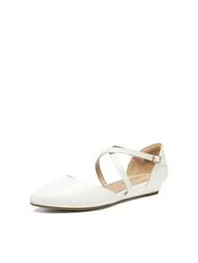 Women's Flats Shoes Slip-On Low Wedge Heeled Ankle Strap Pointed Toe Flats Shoes Dressy Comfortable Casual  Dress Business Office Working - trắng - Xem 4