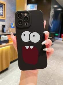 1入組有趣表情圖案手機殼，適用於iPhone - 黑色 - 查看 1
