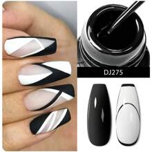 MEET ACROSS 4pcs/Set Nail Art Liner Gel, Spider Web UV Gel, Glitter Gold/Silver/White/Black 5ml, DIY French Manicure Design Painting Gel, Removable Nail Polish, Nail Salon Home Gift, Suitable For Women - 彩色 - 查看 2