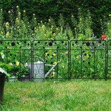 Valla y bordes de jardín para perros, 5 paneles de valla de barrera de animales, paisaje, borde de borde de borde sin excavación para cama de flores - Negro - Ver 5