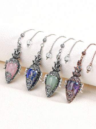 1pc Healing Water Drop Crystal Pendulum For Dowsing Natural Stone Pendant Spiritual Divination Rose Quartz Antique Pendulums Pendulo H385