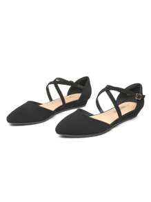 Women's Flats Shoes Slip-On Low Wedge Heeled Ankle Strap Pointed Toe Flats Shoes Dressy Comfortable Casual  Dress Business Office Working - 黑色 - 查看 2
