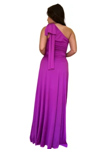 Vestido Longo Madrinha Casamento Formatura Festa Leve - Fúcsia - Visão 3