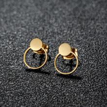 1 Pair New Stainless Steel Geometric  Stud Earrings For Women Everyday Tiny Moon Star Earrings Birthday Gift Jewelry