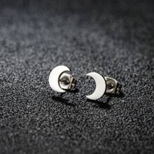 1 Pair New Stainless Steel Geometric  Stud Earrings For Women Everyday Tiny Moon Star Earrings Birthday Gift Jewelry