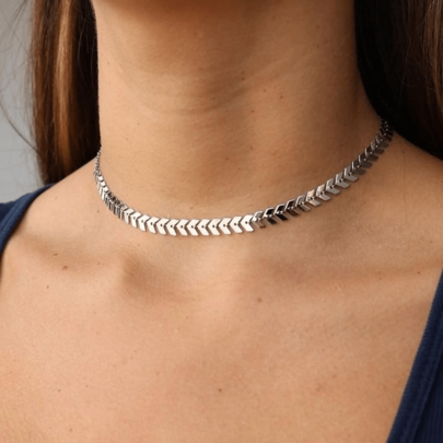 Choker Escama de Peixe Folheado a Ouro Prata Gargantilha Escama