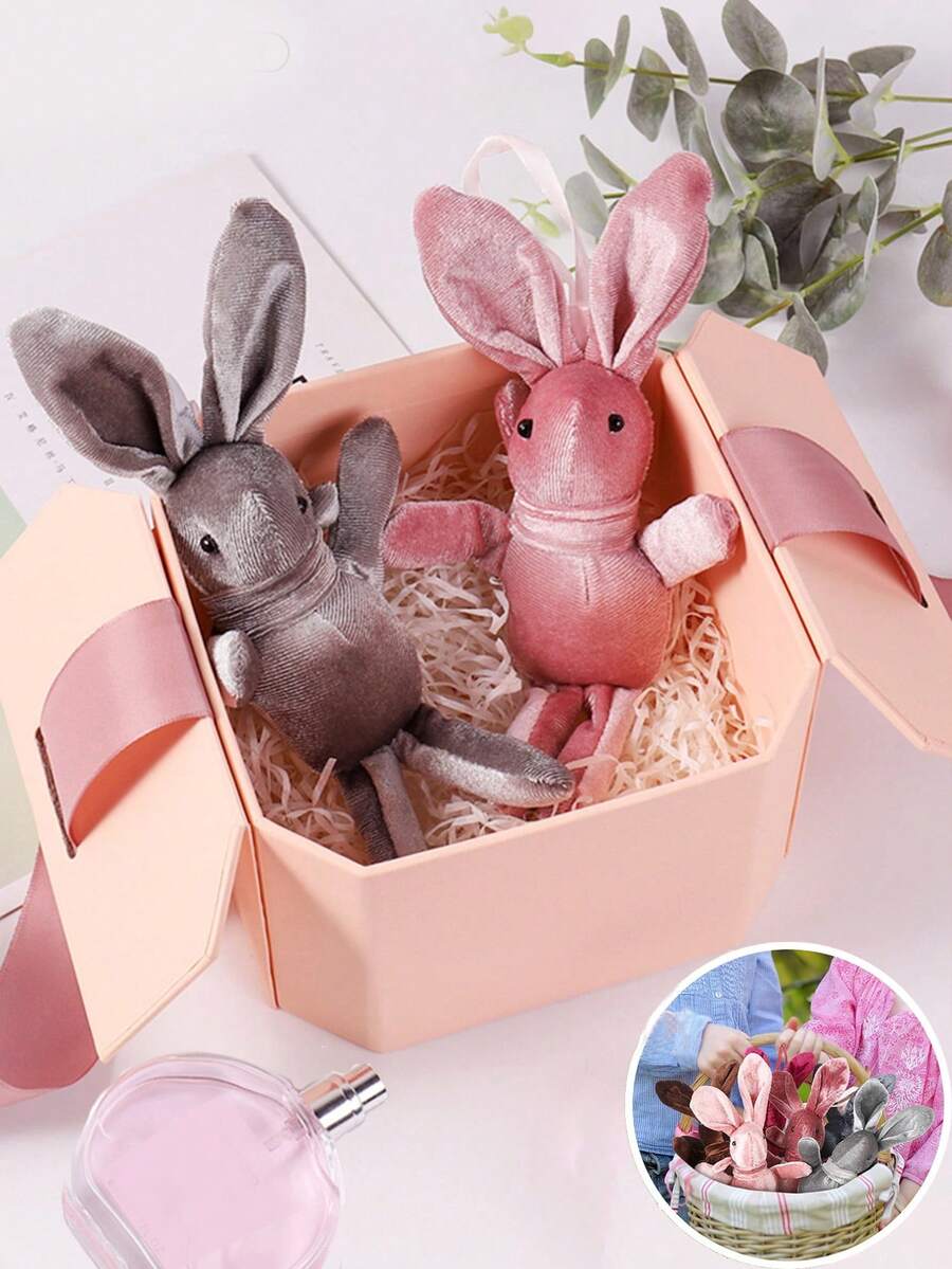 1入組快樂的復活節兔子動物禮物，迷你兔娃娃女孩禮物，甜美兔子禮品，適用於老師學生派對禮品 - 粉色 - 查看 1