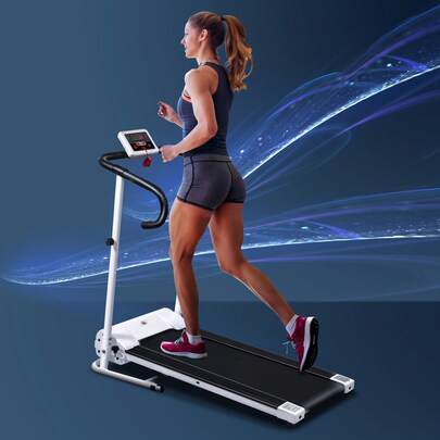 Tapis Roulant Elettrico Pieghevole per Allenamento a Casa o in Ufficio con Schermo LCD, 500W, Velocità Max 10km/h