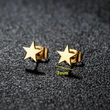 1 Pair New Stainless Steel Geometric  Stud Earrings For Women Everyday Tiny Moon Star Earrings Birthday Gift Jewelry