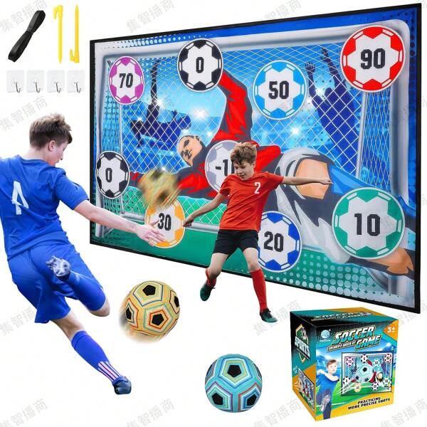 VATOS Fußball Spielset für Kinder 3 4 5 6 7 8, Sportspaß für Garten Indoor Outdoor, Weich Flanell Fußballtore, Fußball mit Klettbällen Spielzeug Geburtstag Ostern Geschenke für Jungen Mädchen