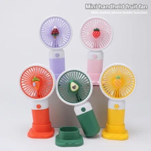 1pc Rechargeable Portable Handheld Fruit Shaped Mini Fan With Phone Stand Function