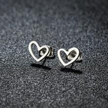 1 Pair New Stainless Steel Geometric  Stud Earrings For Women Everyday Tiny Moon Star Earrings Birthday Gift Jewelry