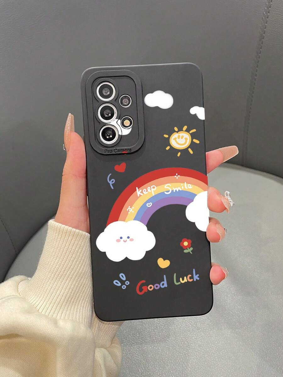 1入組tpu霧面眼球,黑色花紋印刷手機殼適用於蘋果,三星,小米,紅米,oppo手機 - 彩色 - 查看 1