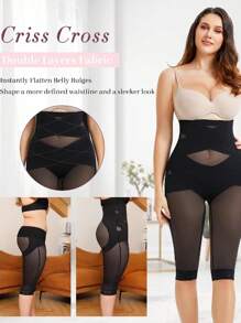 JUNLAN Body Shaper For Women Tummy Control Butt Lifting Shapewear Criss-Cross High Waist Shapewear Pants Thigh Slimmer - màu đen - Xem 3