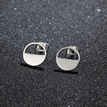 1 Pair New Stainless Steel Geometric  Stud Earrings For Women Everyday Tiny Moon Star Earrings Birthday Gift Jewelry