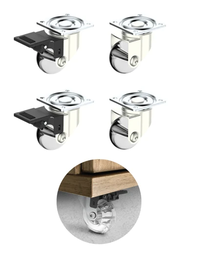 Rodizio Silicone 50mm Com ou Sem trava 4 peças