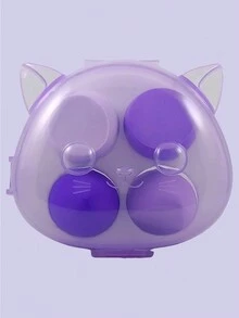 Set Of 4 Makeup Sponges, Includes Cat-Shaped Case, 4 Colors Available. - Purple - View 4