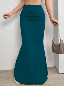 Fashionable Long Tight Mermaid Skirt - Baby Blue - View 3