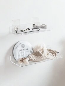 3M 1入牆掛式亞克力浮動式書架,適合放置兒童書籍、香料或浴室收納和展示,透明色 - 無色 - 查看 2