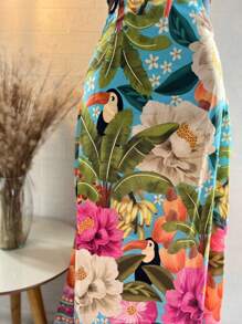 Women's Long Strap Dress Floral Print Summer Tropical Beach Casual - Màu xanh lam - Xem 8