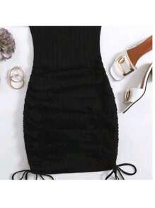 VESTIDO CON JARETAS JUVENIL CORTO SEXY  CHIC DEPORTIVO - Negro - Ver 2