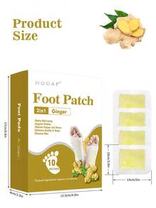 姜黃腳貼,每包10片,2合1易於使用的足部清潔貼,去除雜質,舒緩腳部、讓雙腳感覺清爽,改善腳臭,男女均適用 - 黃色 - 查看 4
