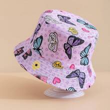 1pc Purple Butterfly Decor Sun Protection Bucket Hat For Girls - Purple - View 6