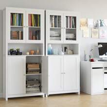 Furchen Credenza Alta per Cucina 190CM, Mobile Dispensa con 4 Armadietti,per Sala da pranzo ,cucina,Soggiorno, Camera, Ufficio  80 x 33 x 190 cm Spedito in 2 pacchi