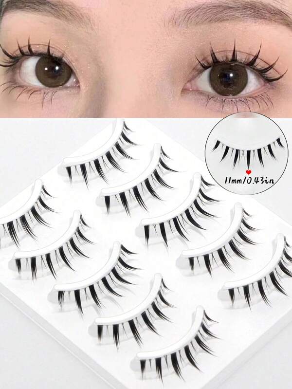 False Eyelashes,5Pairs Pointed Cat Eye Fake Eyelashes Great Devil Transparent Stem One-Piece False Eyelashes Thick Natural Reusable Comic Eyelashes Strip Lashes,Lashes,Eyelashes,Fake Lashes