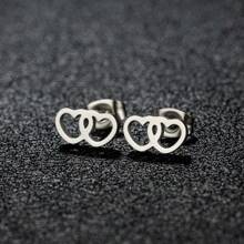 1 Pair New Stainless Steel Geometric  Stud Earrings For Women Everyday Tiny Moon Star Earrings Birthday Gift Jewelry