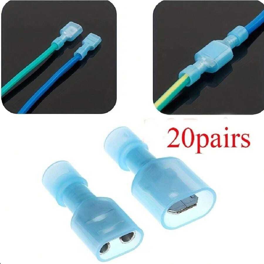 20 Pairs, 20 Male+20 Female, Nylon Fully Insulated Quick Disconnects & Nylon Insulated Butt