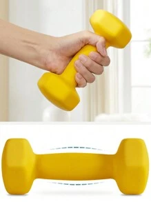 SONGMICS Juego de 2 Mancuernas de Vinilo 2 x 2 kg Amarillo - Amarillo - Ver 6