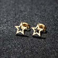 1 Pair New Stainless Steel Geometric  Stud Earrings For Women Everyday Tiny Moon Star Earrings Birthday Gift Jewelry