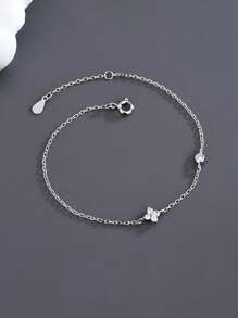 CROSSDEER 1 chiếc vòng tay hình cỏ bốn lá bằng bạc Sterling S925, thích hợp cho nữ giới đeo hàng ngày, dự tiệc, đám cưới, lễ đính hôn, trang sức cô dâu. - Bạc - Xem 3