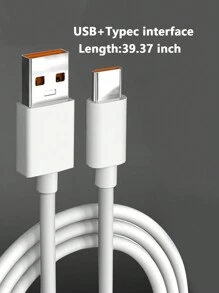 Cable De Datos De Carga Super Rápida De 6a Con Cabezal De Carga Rápida De 120 W Para Oppo, Huawei, Honor, Cargador De Teléfono Móvil De Interfaz Tipo-c - Blanco - Ver 2