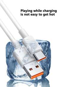 Cable De Datos De Carga Super Rápida De 6a Con Cabezal De Carga Rápida De 120 W Para Oppo, Huawei, Honor, Cargador De Teléfono Móvil De Interfaz Tipo-c - Blanco - Ver 4