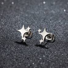 1 Pair New Stainless Steel Geometric  Stud Earrings For Women Everyday Tiny Moon Star Earrings Birthday Gift Jewelry