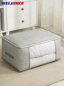 Maleta Plegable Organizadora (45 x 45 x 20 Cm) - Bolsa Para Guardar Pertenencias Anti Polvo Y Anti Humedad Con Cremallera Y Ventana De Visibilidad - Asas De Transporte - Gris - Ver 1