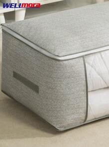 Maleta Plegable Organizadora (45 x 45 x 20 Cm) - Bolsa Para Guardar Pertenencias Anti Polvo Y Anti Humedad Con Cremallera Y Ventana De Visibilidad - Asas De Transporte - Gris - Ver 2