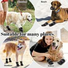 Dog Shoes, Dog Shoes For Injured Paws, Dog Boots Paw Protector, Adjustable Non-Slip Dog Shoes With Reflective Strip, Suitable For Small Medium And Large Dogs, 4 Pieces - Black - View 6