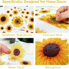 1pc Sunflower Wall Sticker Self-Adhesive Flower & Butterfly Decoration Pvc Vintage Removable Diy Wall Decal For Bedroom, Kitchen, Classroom And Living Room, Stickers, Wall Decal, Vinly Decal For Home Decorations, Spring Decoration Items Refresh Your Home, Rama Decoration Stickers Gifts Birthday Graduation