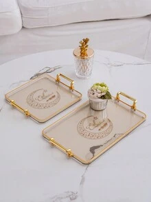 1 pieza Bandeja con patrón de Ramadán, bandeja decorativa para servir pasteles, frutas, aperitivos, vajilla, adecuada para celebraciones, bodas - Camel - Ver 7