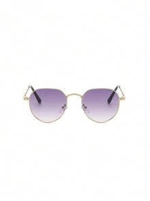 1pc Classic Round Metal Frame Sunglasses For Sun Protection - Multicolor - View 3