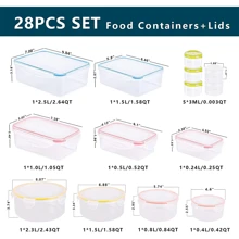 JOESTAR Food Storage Containers With Lids Airtight 14 PCS, Plastic Food Containers For Pantry And Kitchen Organization, BPA - Free, Leak Proof, Freezer And Microwave And Dishwasher Friendly - Clear - View 2