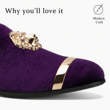 Men's Rhinestone Sparkling Suede Dress Shoes Loafer Classic Designer Moccasins - 紫色 - 查看 7