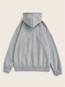 Los Angeles Sweatshirt With Letter Print And Thermal Lining - Grey - View 2